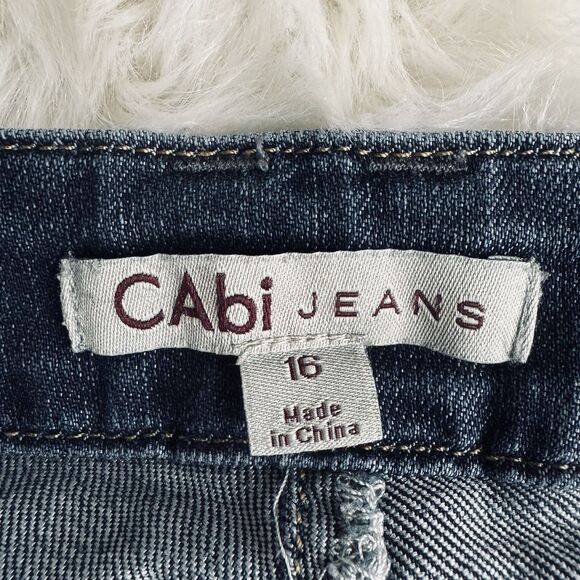 Cabi Straight Leg Jeans 16 (37x31) Dark Wash Blue Denim Mid Rise Womens - Picture 4 of 8